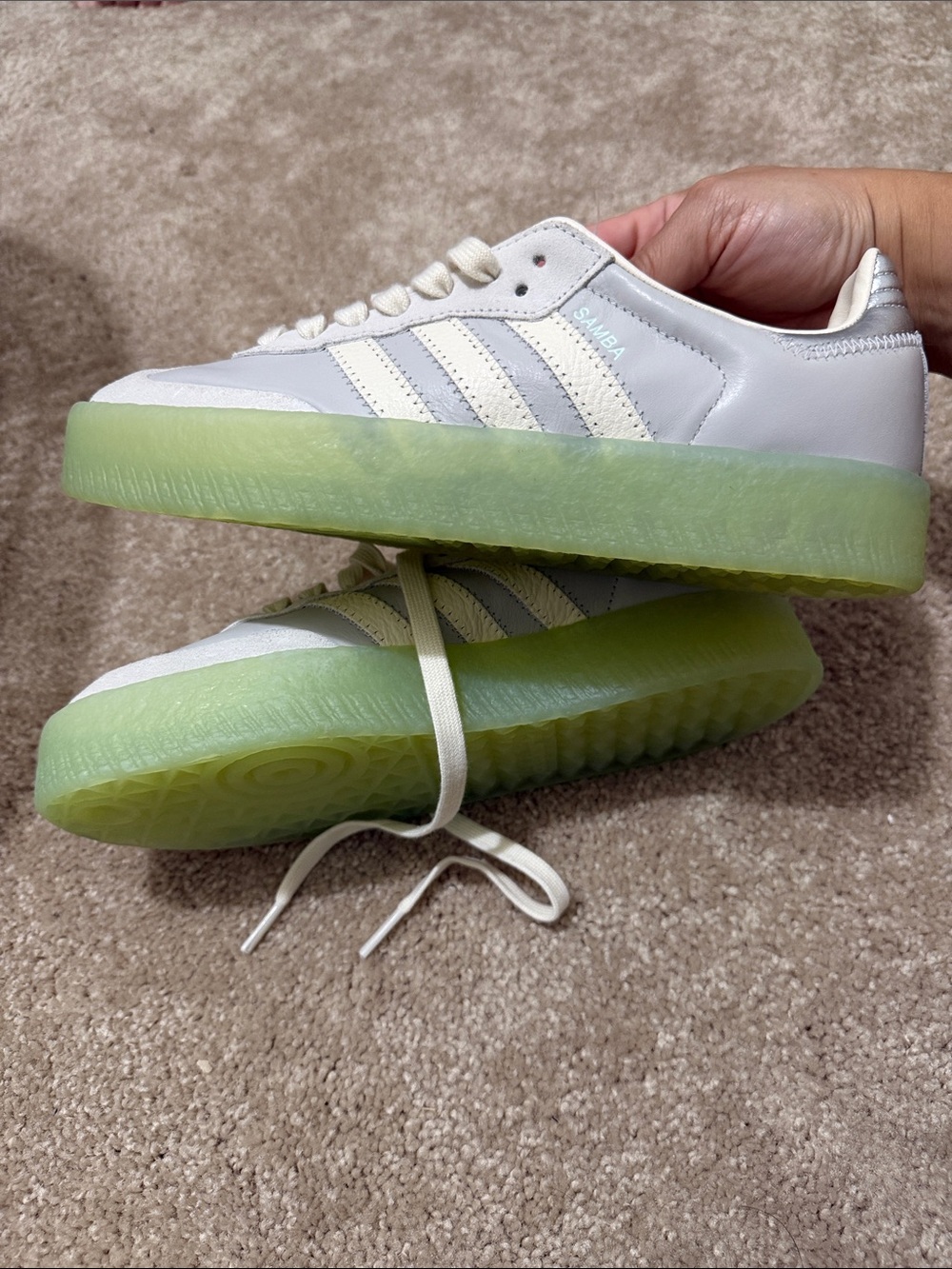 Adidas Samba Platform Women's Sneakers in Pale Gray & Cream